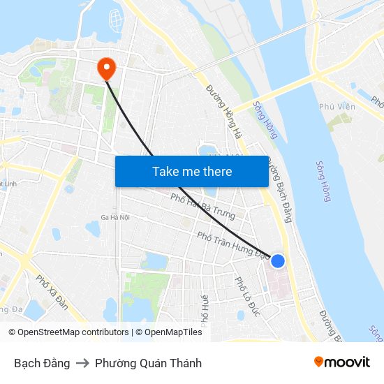 Bạch Đằng to Phường Quán Thánh map