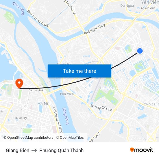 Giang Biên to Phường Quán Thánh map