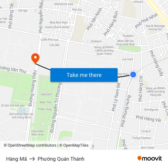 Hàng Mã to Phường Quán Thánh map