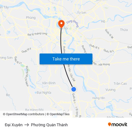 Đại Xuyên to Phường Quán Thánh map