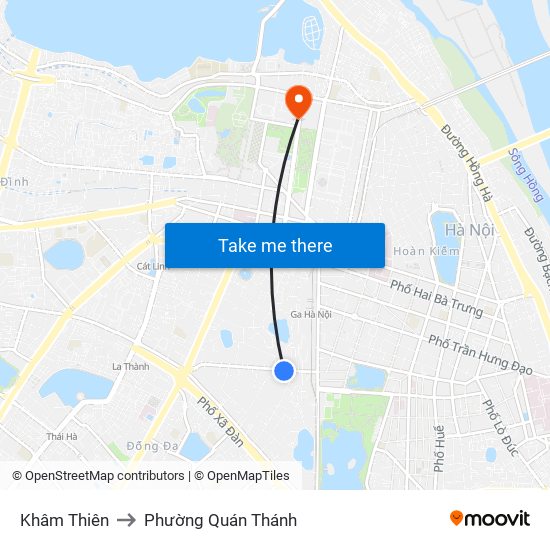 Khâm Thiên to Phường Quán Thánh map