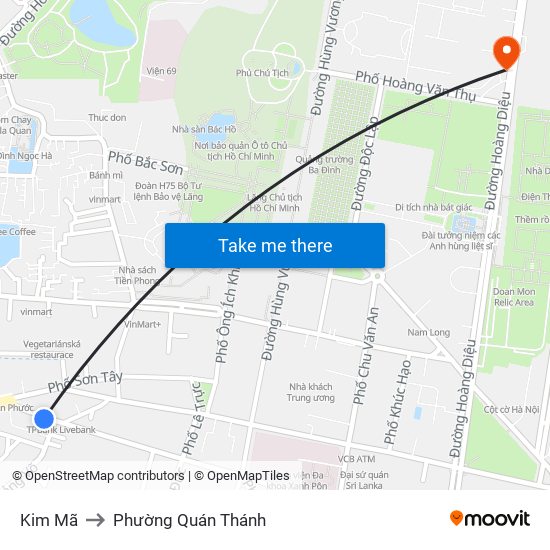 Kim Mã to Phường Quán Thánh map