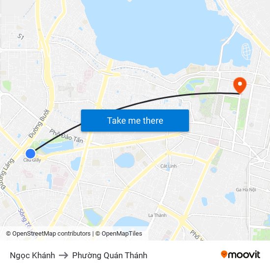 Ngọc Khánh to Phường Quán Thánh map