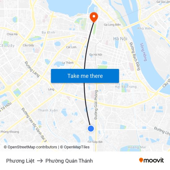 Phương Liệt to Phường Quán Thánh map