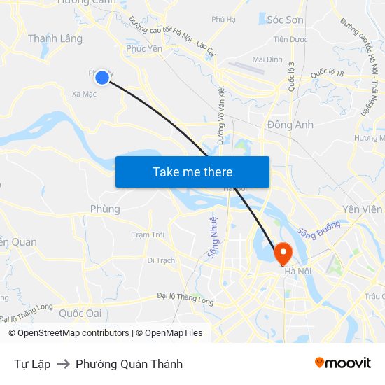 Tự Lập to Phường Quán Thánh map