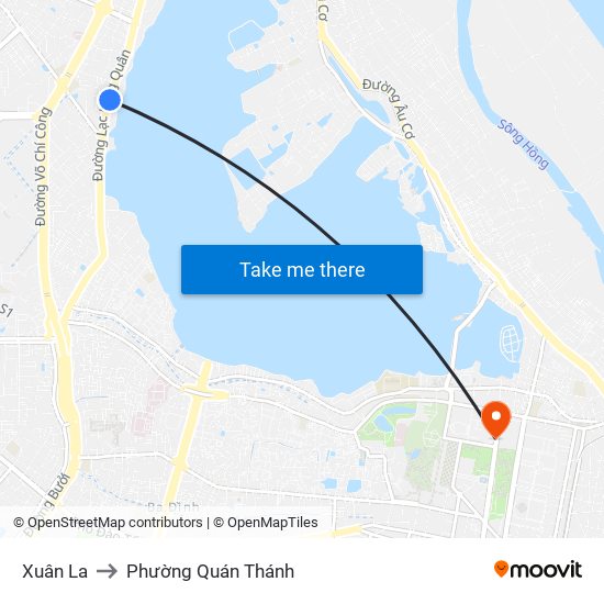 Xuân La to Phường Quán Thánh map