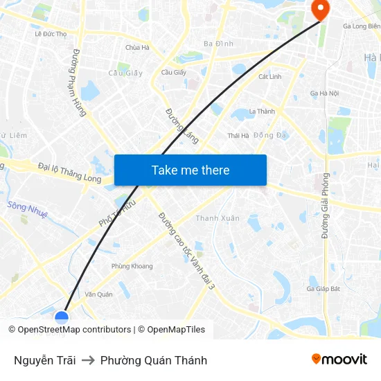 Nguyễn Trãi to Phường Quán Thánh map