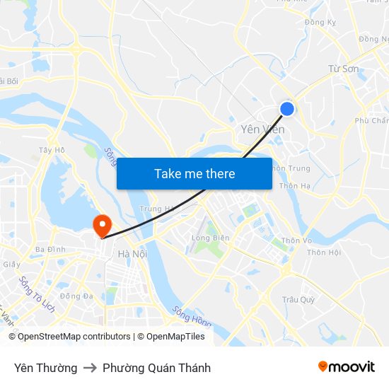 Yên Thường to Phường Quán Thánh map