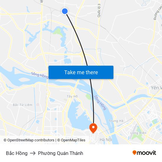 Bắc Hồng to Phường Quán Thánh map