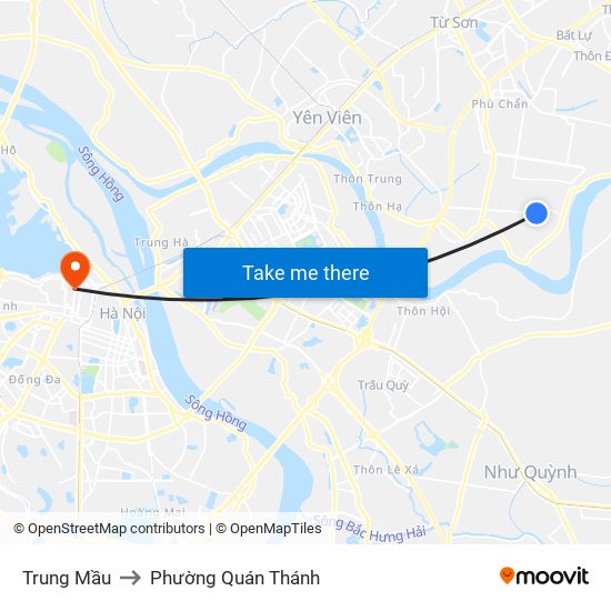 Trung Mầu to Phường Quán Thánh map