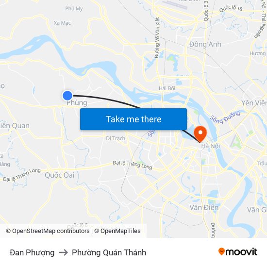 Đan Phượng to Phường Quán Thánh map