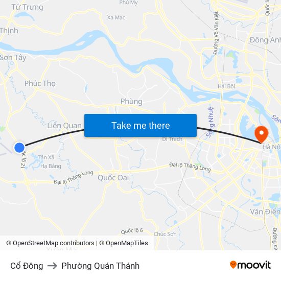 Cổ Đông to Phường Quán Thánh map