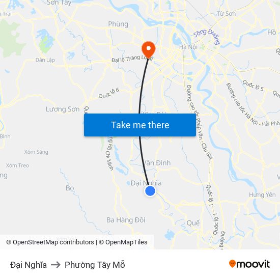 Đại Nghĩa to Phường Tây Mỗ map