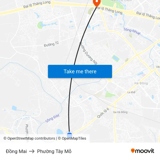 Đồng Mai to Phường Tây Mỗ map
