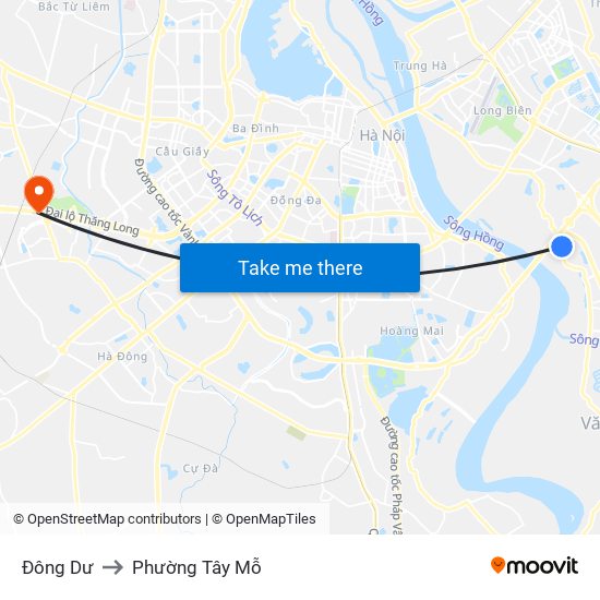 Đông Dư to Phường Tây Mỗ map