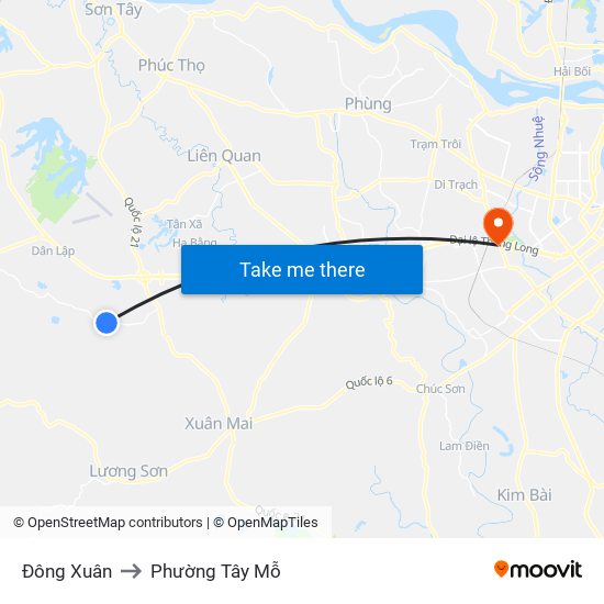 Đông Xuân to Phường Tây Mỗ map