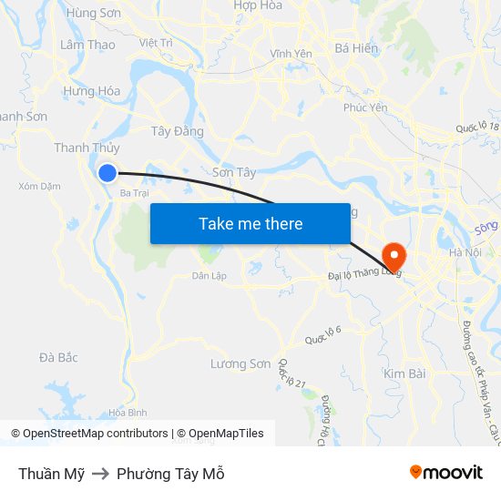 Thuần Mỹ to Phường Tây Mỗ map