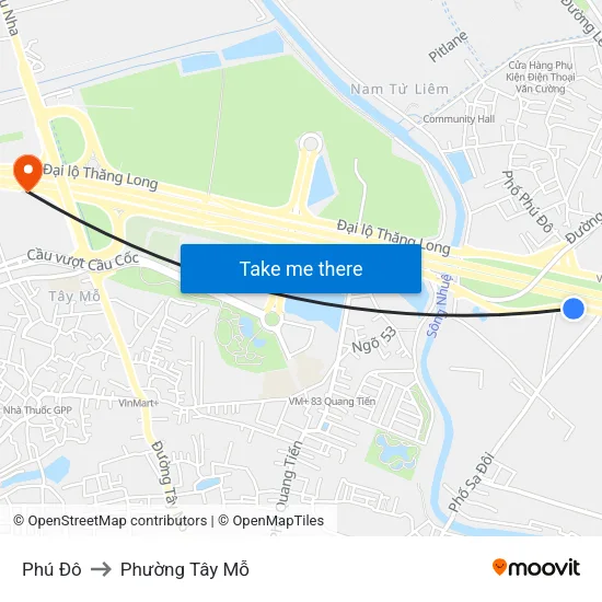 Phú Đô to Phường Tây Mỗ map