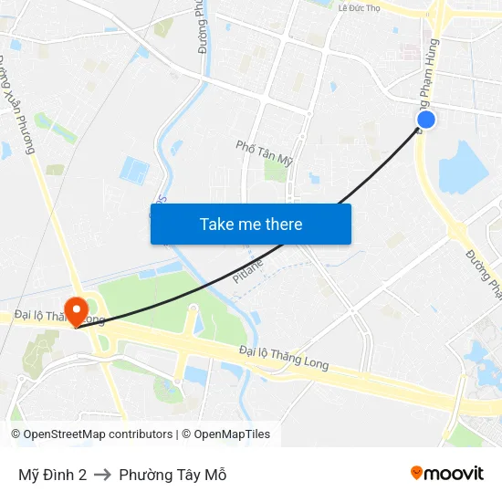 Mỹ Đình 2 to Phường Tây Mỗ map