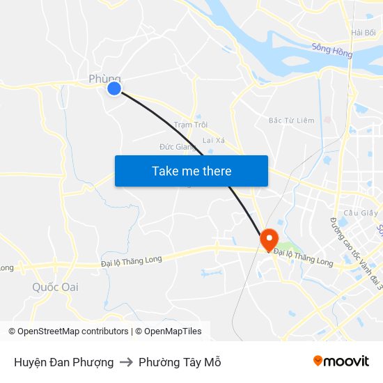 Huyện Đan Phượng to Phường Tây Mỗ map