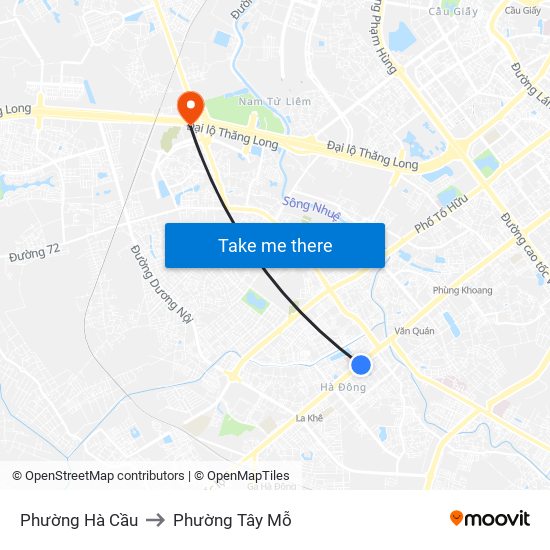 Phường Hà Cầu to Phường Tây Mỗ map