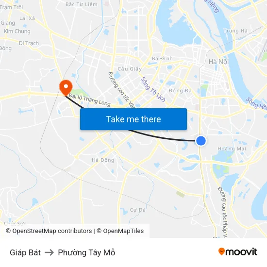 Giáp Bát to Phường Tây Mỗ map
