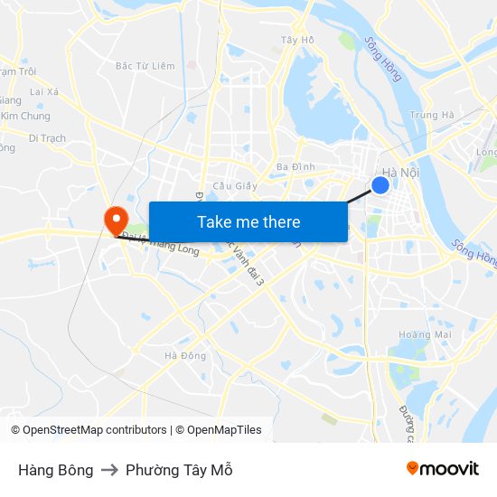 Hàng Bông to Phường Tây Mỗ map