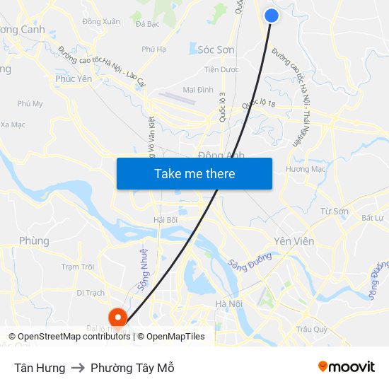 Tân Hưng to Phường Tây Mỗ map