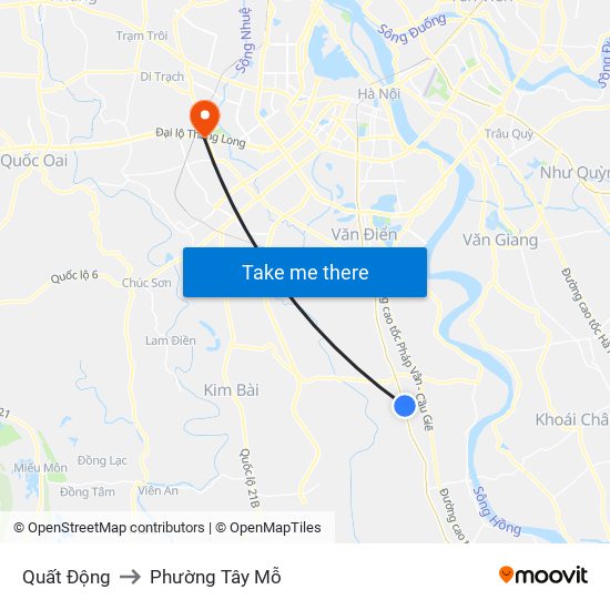 Quất Động to Phường Tây Mỗ map