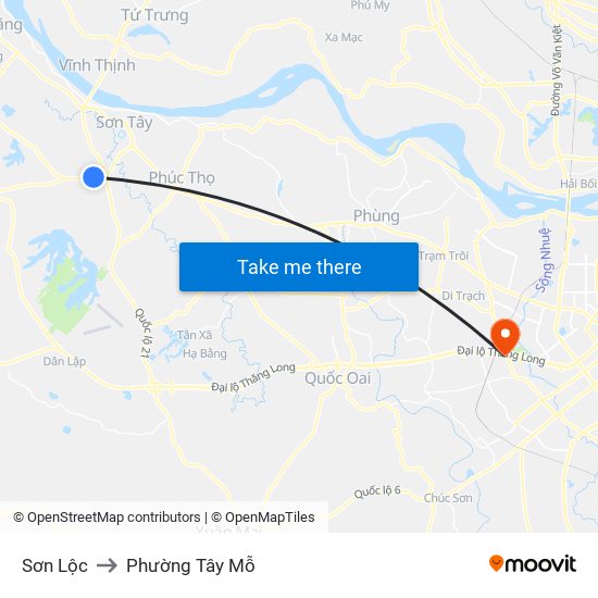 Sơn Lộc to Phường Tây Mỗ map