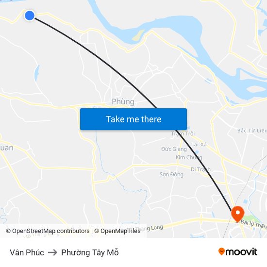 Vân Phúc to Phường Tây Mỗ map