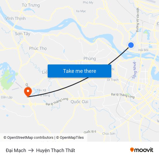 Đại Mạch to Huyện Thạch Thất map