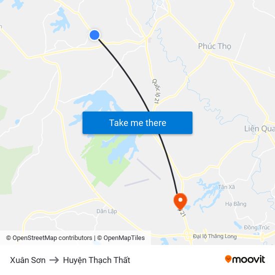 Xuân Sơn to Huyện Thạch Thất map