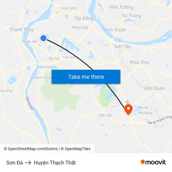 Sơn Đà to Huyện Thạch Thất map