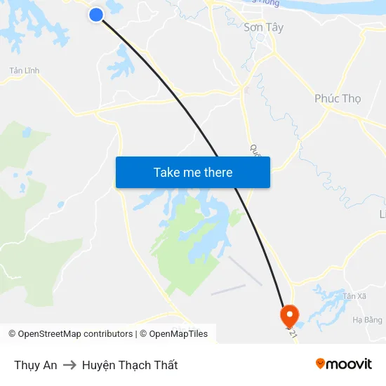 Thụy An to Huyện Thạch Thất map