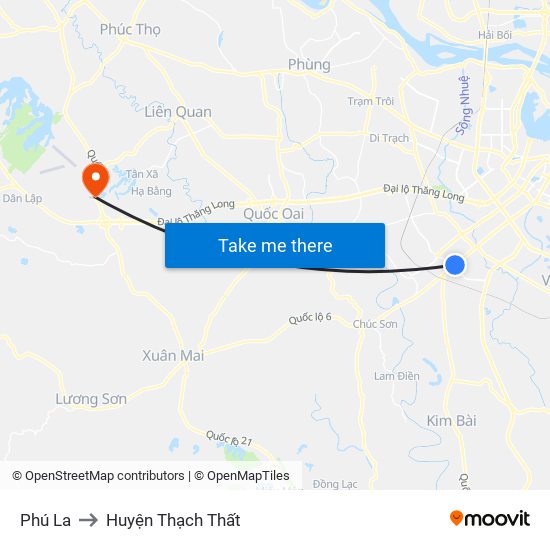 Phú La to Huyện Thạch Thất map