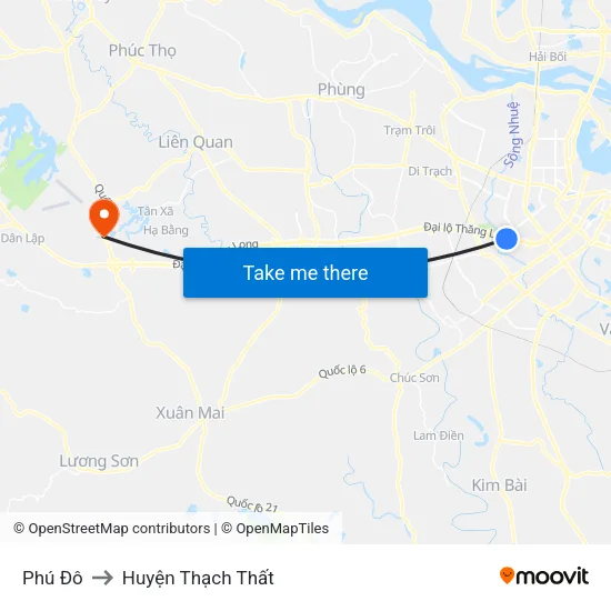 Phú Đô to Huyện Thạch Thất map