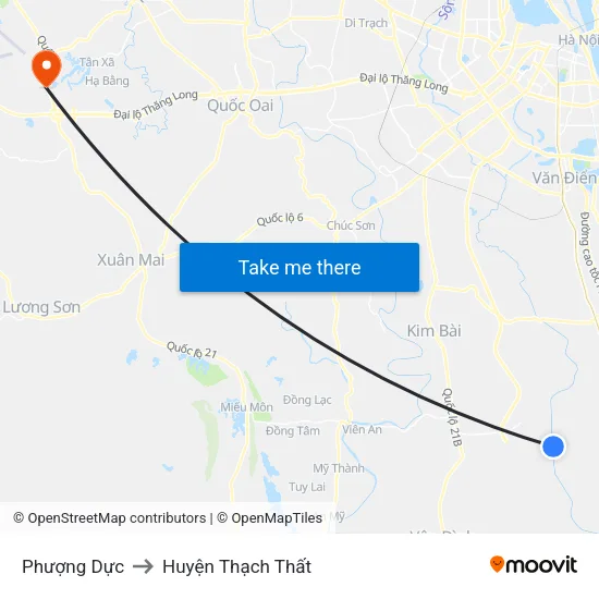 Phượng Dực to Huyện Thạch Thất map