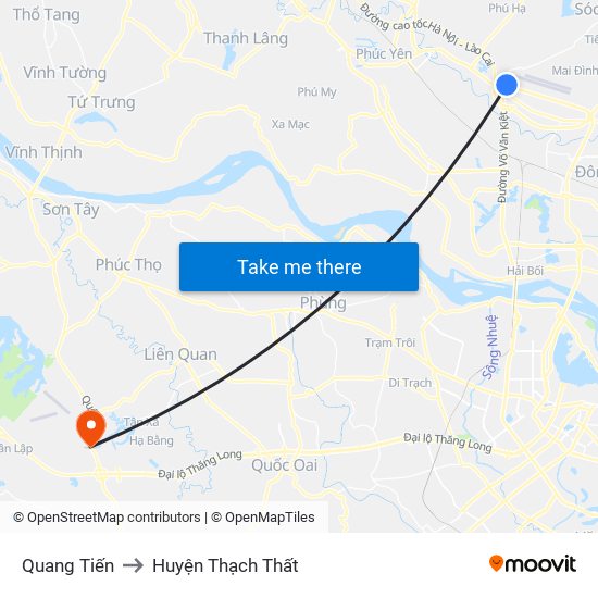 Quang Tiến to Huyện Thạch Thất map