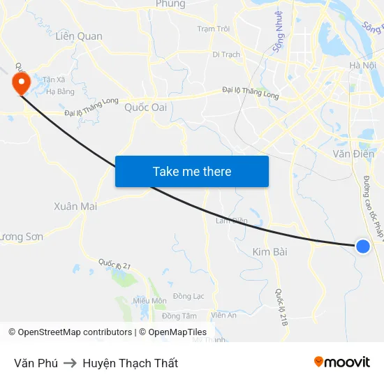 Văn Phú to Huyện Thạch Thất map