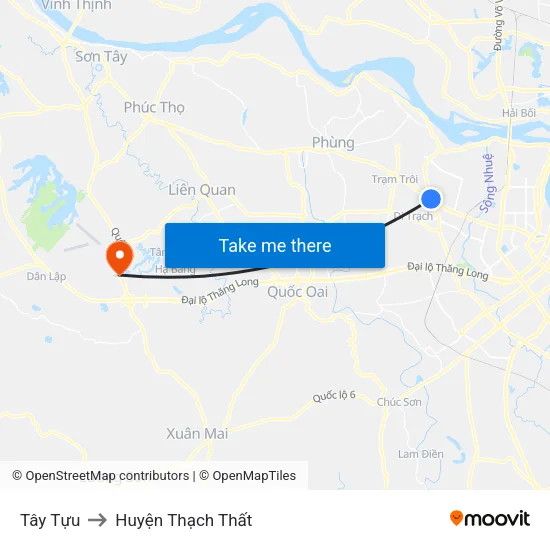 Tây Tựu to Huyện Thạch Thất map