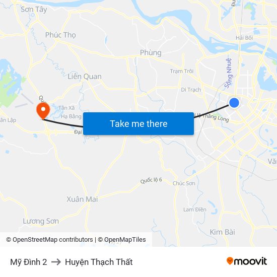 Mỹ Đình 2 to Huyện Thạch Thất map