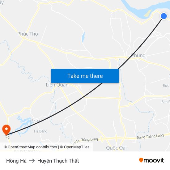 Hồng Hà to Huyện Thạch Thất map