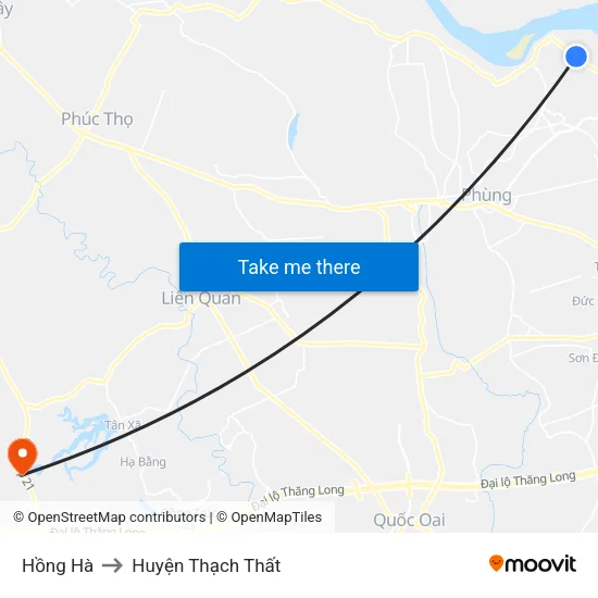 Hồng Hà to Huyện Thạch Thất map