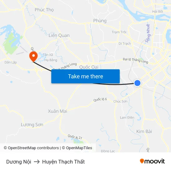 Dương Nội to Huyện Thạch Thất map