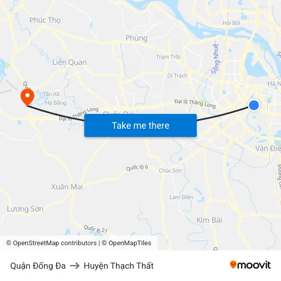 Quận Đống Đa to Huyện Thạch Thất map