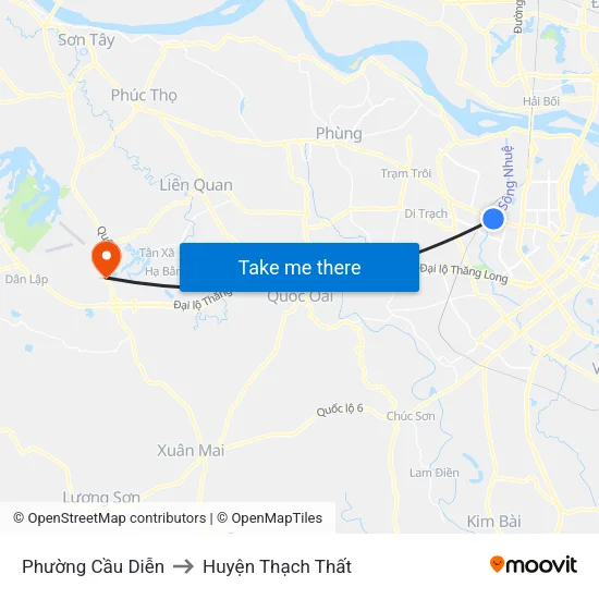 Phường Cầu Diễn to Huyện Thạch Thất map