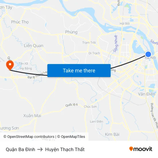 Quận Ba Đình to Huyện Thạch Thất map