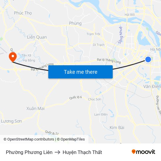 Phường Phương Liên to Huyện Thạch Thất map