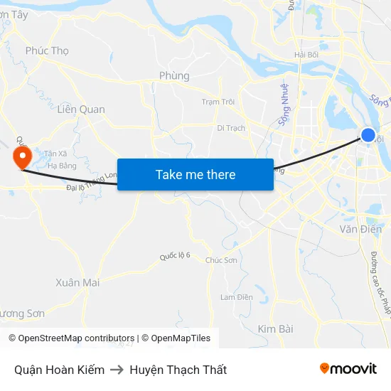 Quận Hoàn Kiếm to Huyện Thạch Thất map